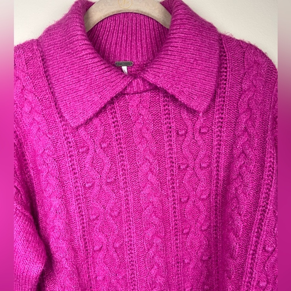 Free People Every Cloud Pullover in Fuchsia Fizz Size Small - Picture 4 of 8
